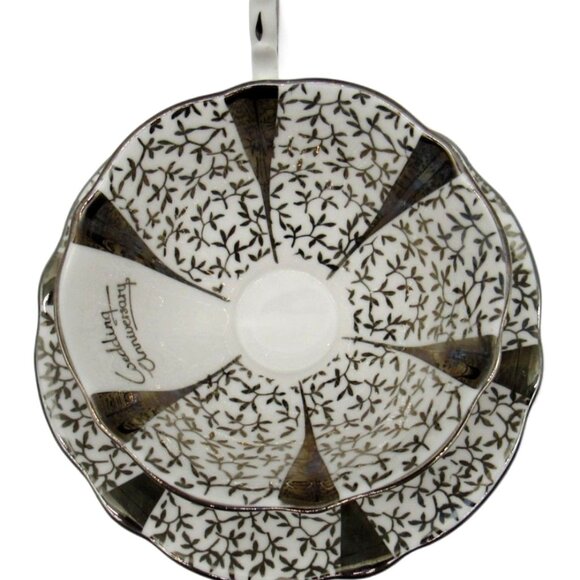 QUEEN ANNE Silver Lace Wedding Anniversary Cup And Saucer England Leaf Design - Picture 6 of 12